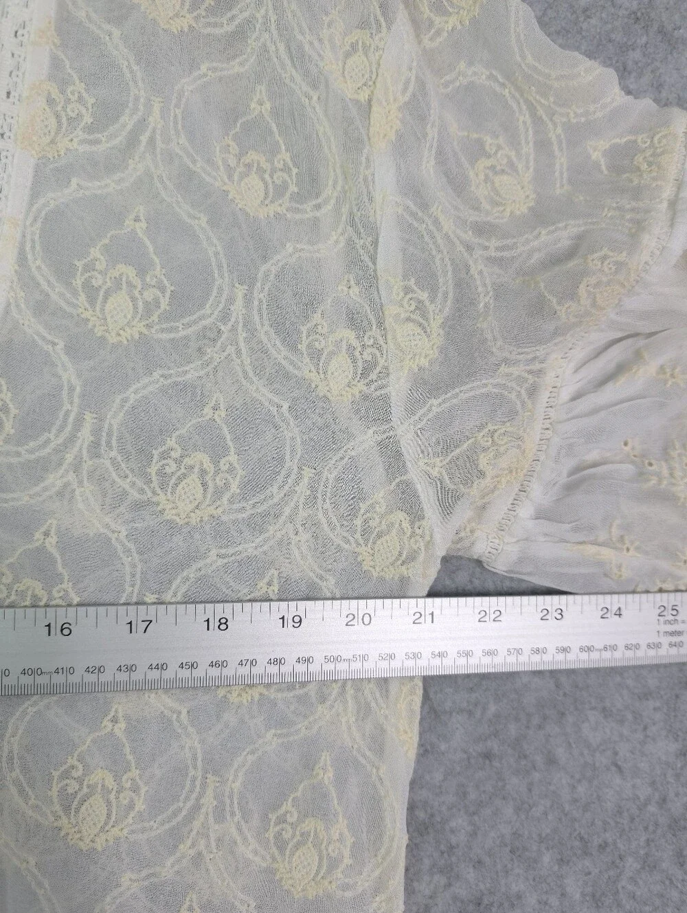 By Anthropologie The Deco Flutter Sleeve Sheer Open Back Tunic Top - Cream - Picture 10 of 12